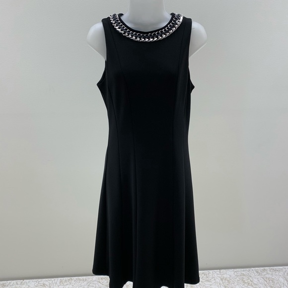 macys black formal dress Joseph Ribkoff Lurex Cascade Knit Sheath Dress Style 254711 Midnight Blue / 4